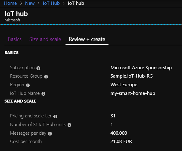 Azure IoT Hub - Create Review