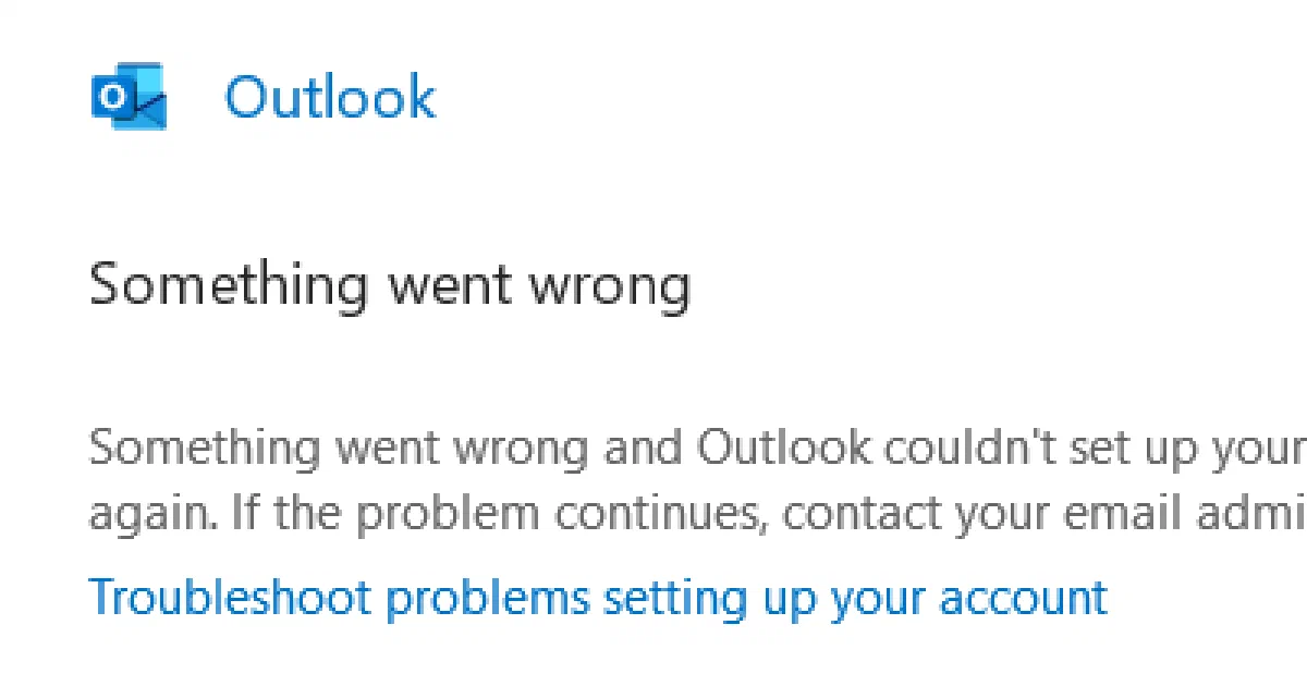 Outlook: failed to add Office 365 account