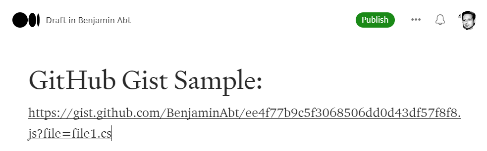 GitHub Gist add to Medium View