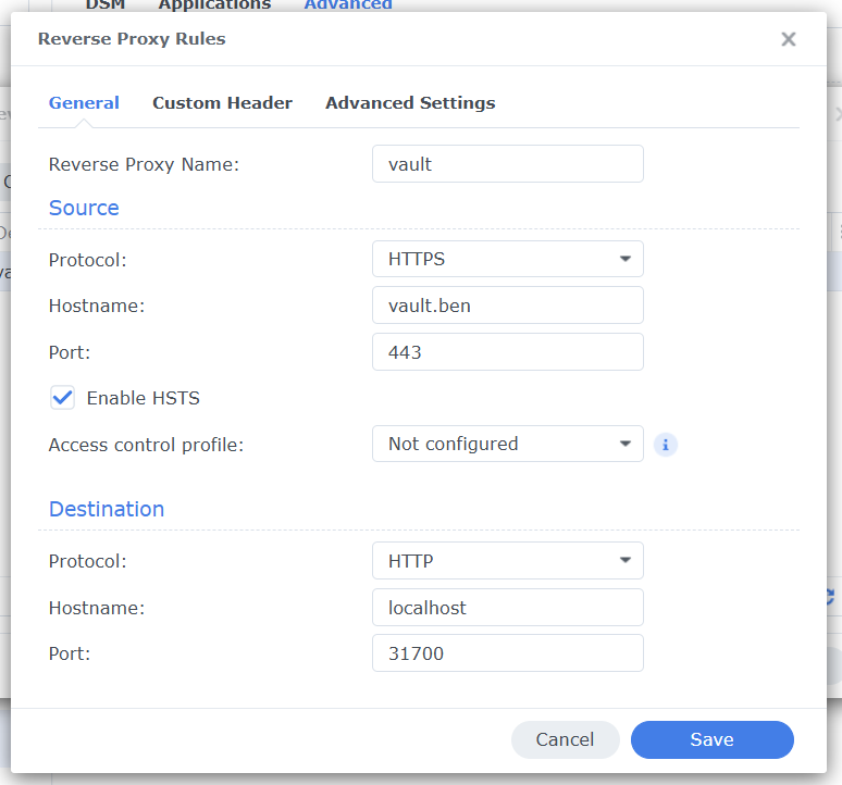 Create Reverse Proxy Rule